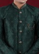 Wedding Art Silk Indowestern In Green